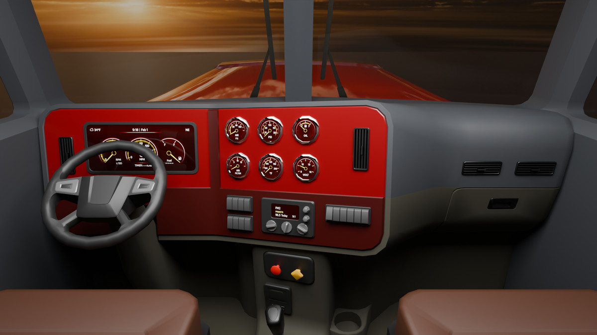 American Semi Truck + Logging Trailer | Interior, Modular, 4 Wood Log | PBR
