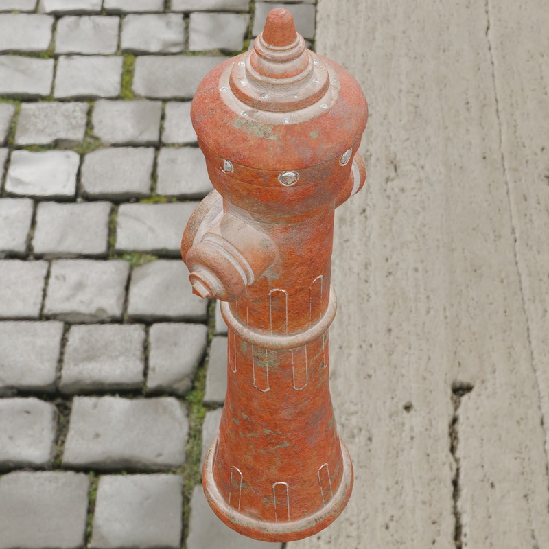 Rusty Fire Hydrant – Low Poly PBR with LODs (4 Variations)