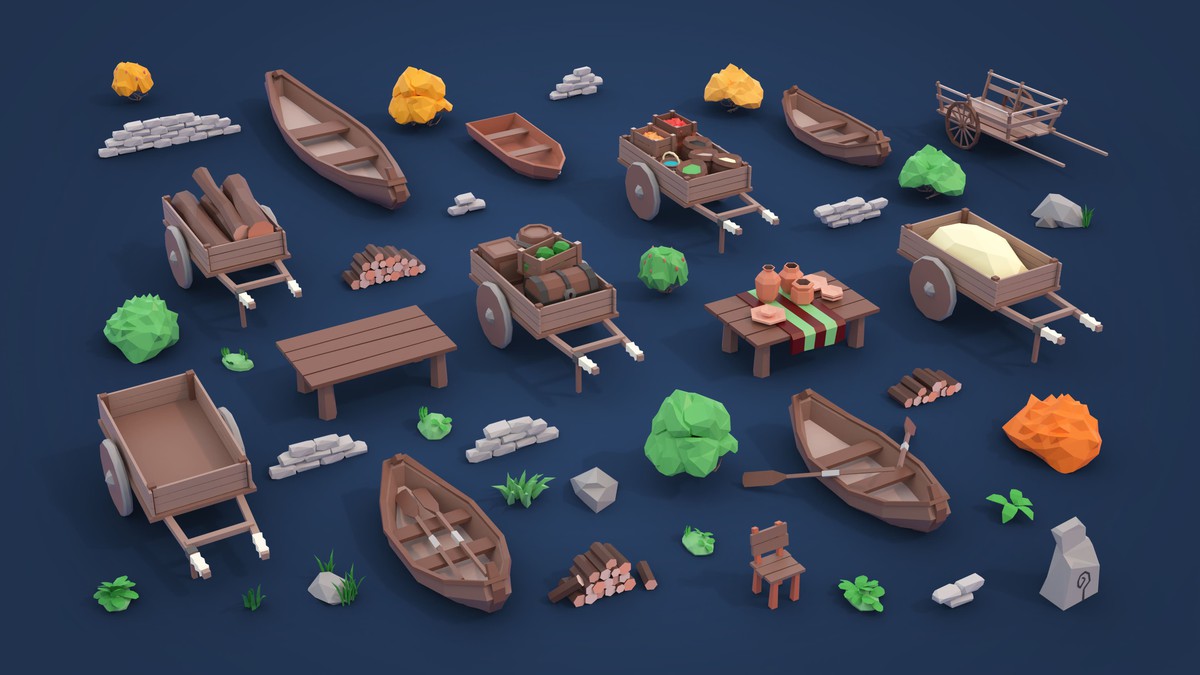 Village - Low Poly 3D Models Pack