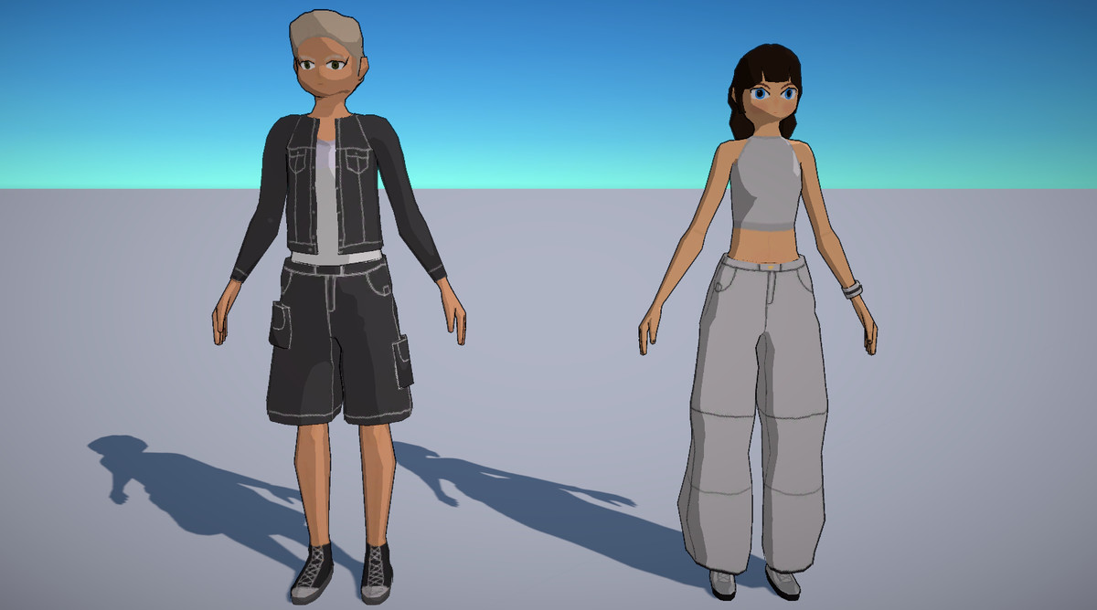 (URP) Casual Boy & Girl low poly characters