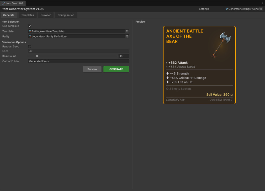 Item Generator System