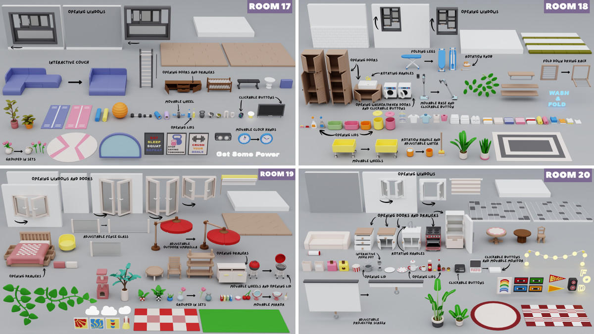 BIG PACK Interactive Cartoon Interiors & Rooms