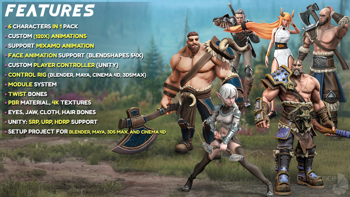 Pack 2 and 3 - Stylized Characters Warriors - #74