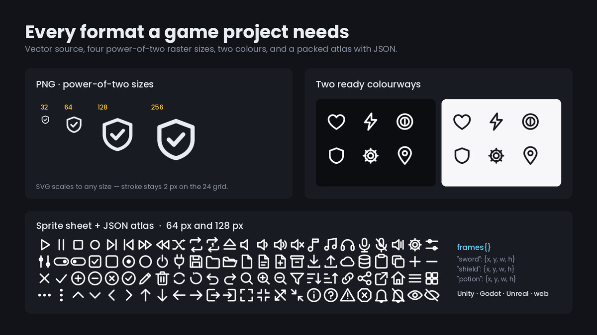 500 Game UI Icons - SVG, PNG & Sprite Sheet