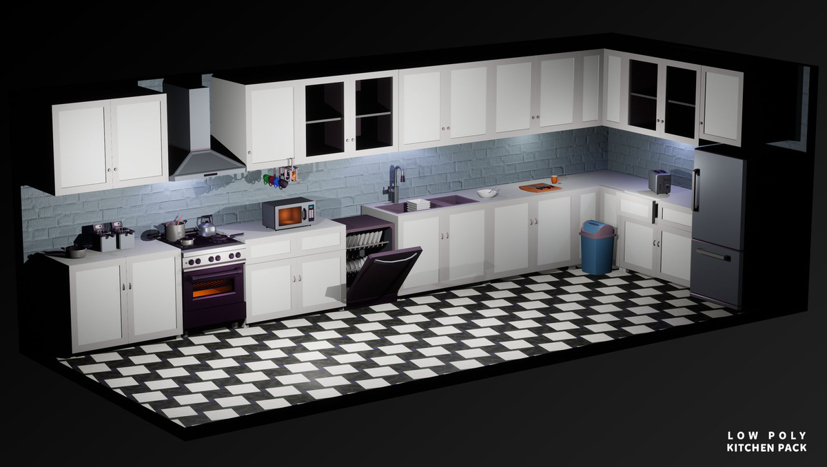 Low Poly Kitchen Pack
