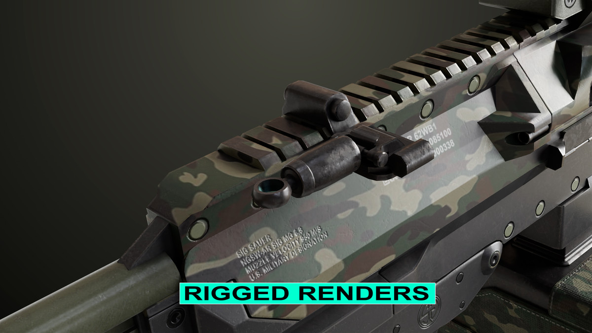 Machine Gun 14 Military Green URP HDRP Textures