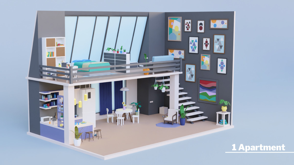 Low Poly Apartments Interiors Pack