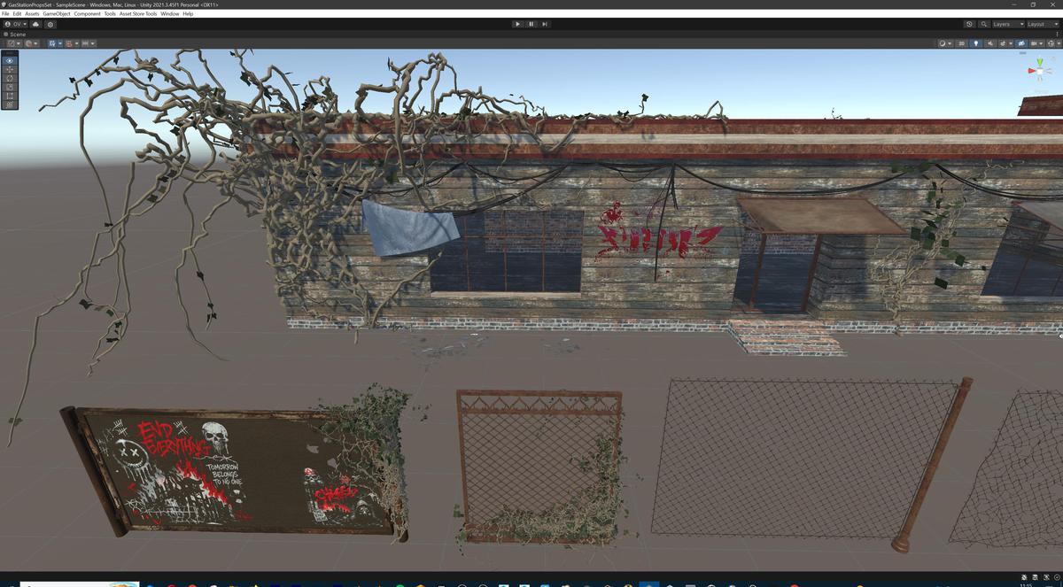 Post-Apocalyptic Junkyard Rusty Gas Station Props Pack (217 3d assets)