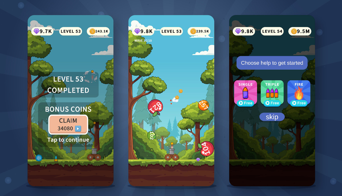 2D Cannon Shooter – Game Kit (Waves & Upgrades)