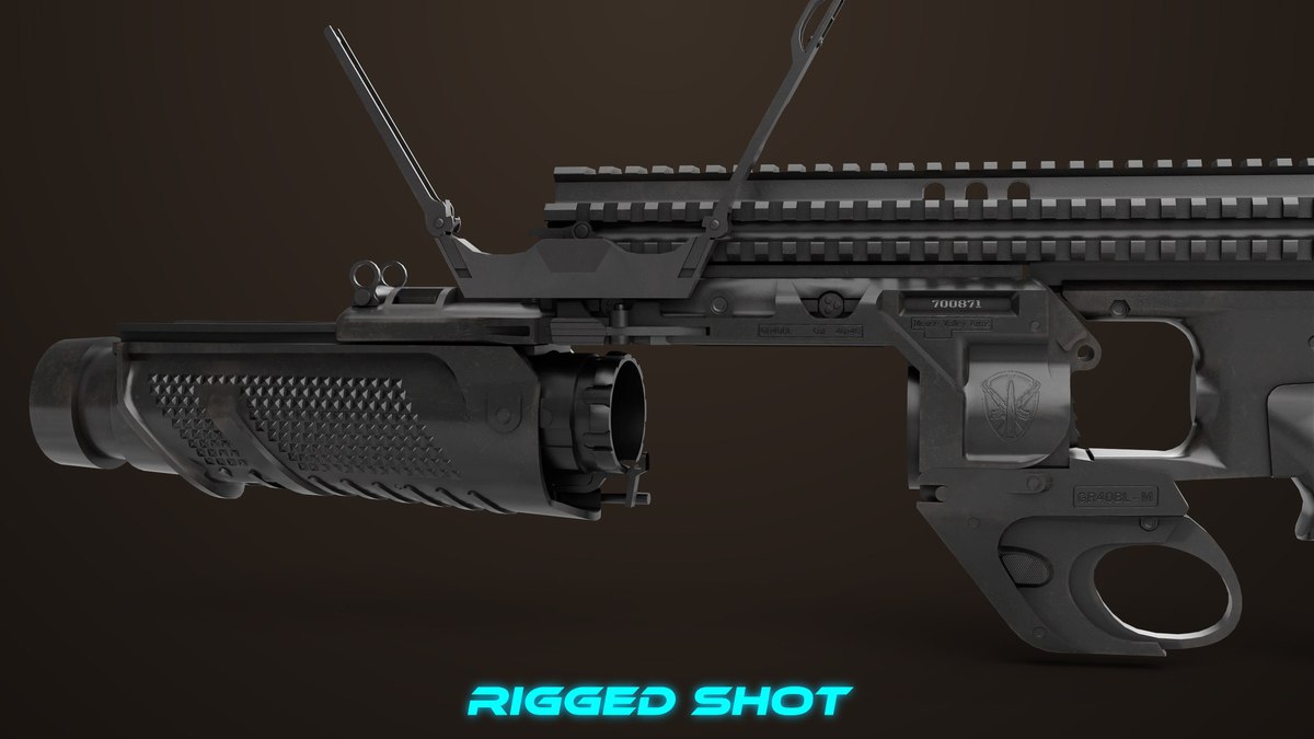 6 Grenade Launcher Black URP HDRP Textures