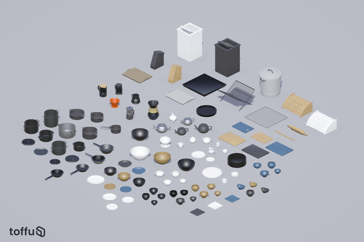 3D Mid Poly Kitchen Props