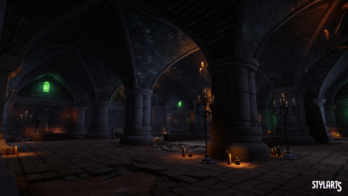 Stylized Spooky Cemetery Crypt