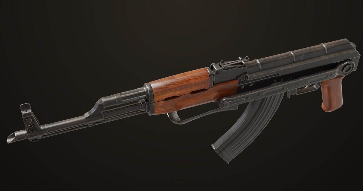 AKMS Light Machine Gun 10 Wood URP HDRP Texture