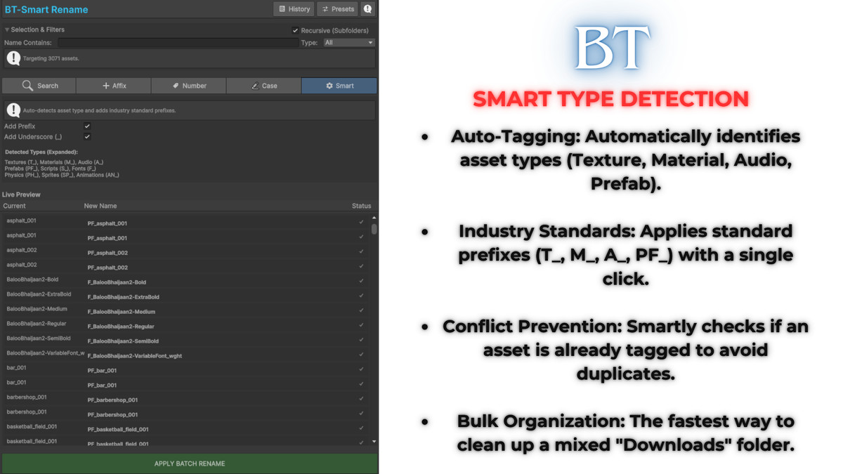 BT-Smart Rename Pro: Advanced Project Organizer