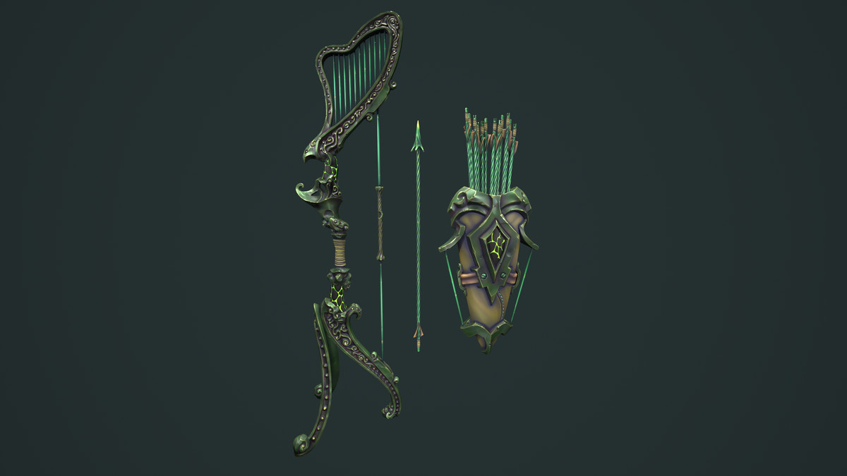 Harp bow quiver arrow
