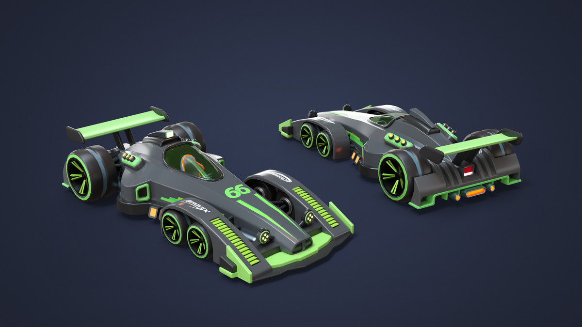 Modular Cyber Racing Cars - Low Poly 3D Models