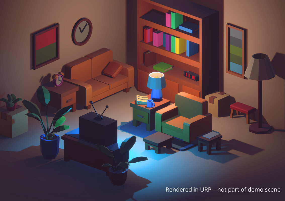 Low Poly Living Room Pack (71 Models) - Cozy Interior Furniture & Props