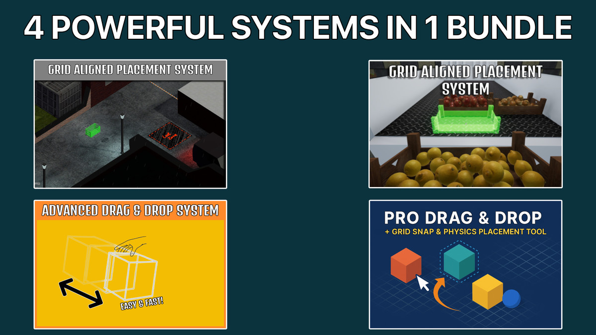 All-in-One Pro Drag & Drop + Grid Snap Placement & Physics Placement Systems