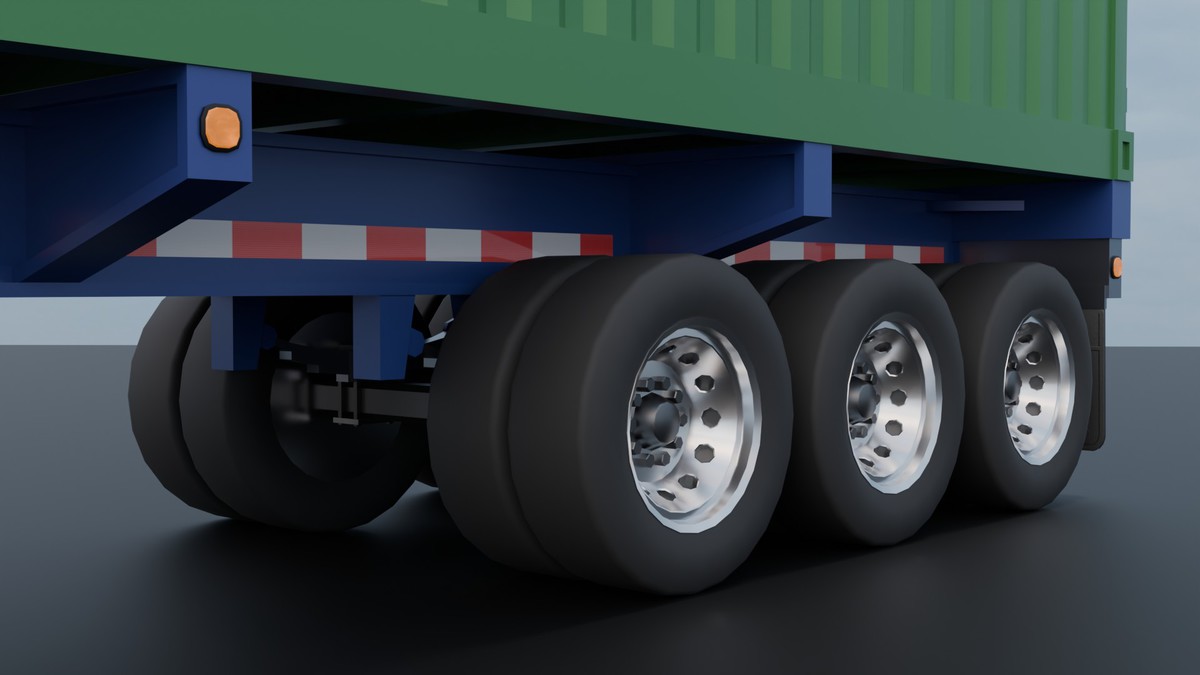 European Semi Truck + Container Trailer | Custom Logo, Openable Doors, Interior