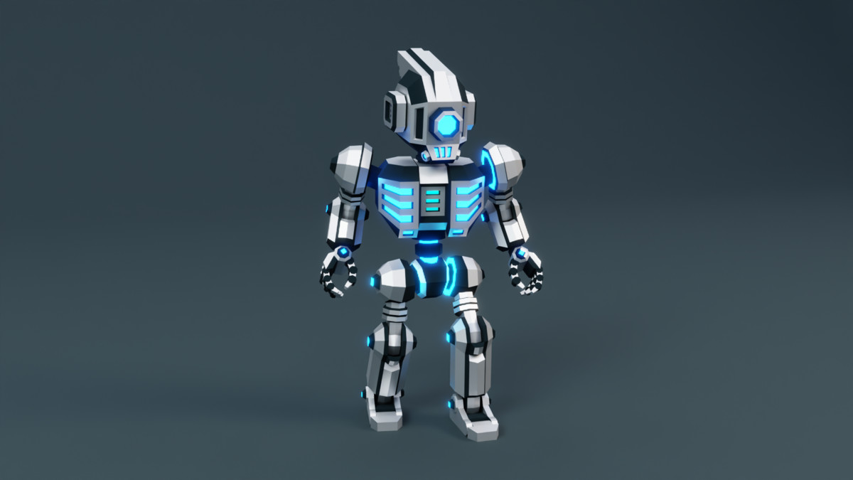 Sci‑Fi Robot X-25.2 Low‑Poly Stylized
