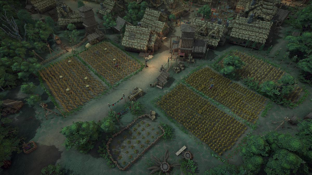 Stylized fantasy pagan village