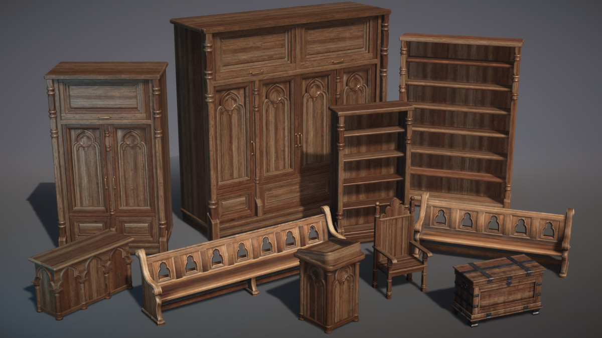 Medieval Furniture Props (Gothic Props, Victorian Props, Medieval, Furniture)