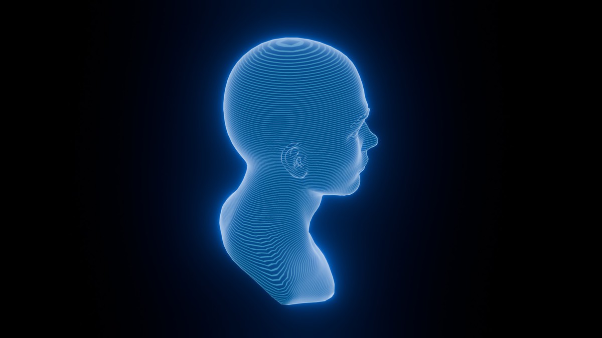 Anime Human Hologram Heads 3D Model Rigged with Facial Expressions