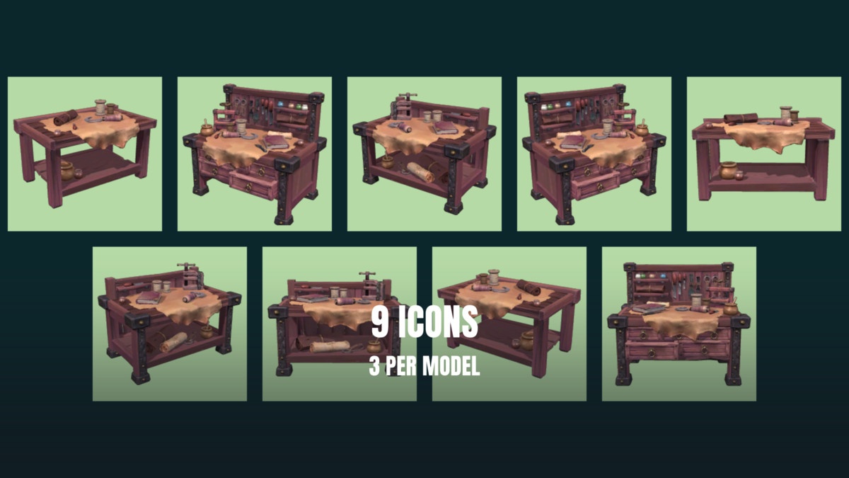 Stylized Leather Workbench #2 - 3 Tiers- AAA quality