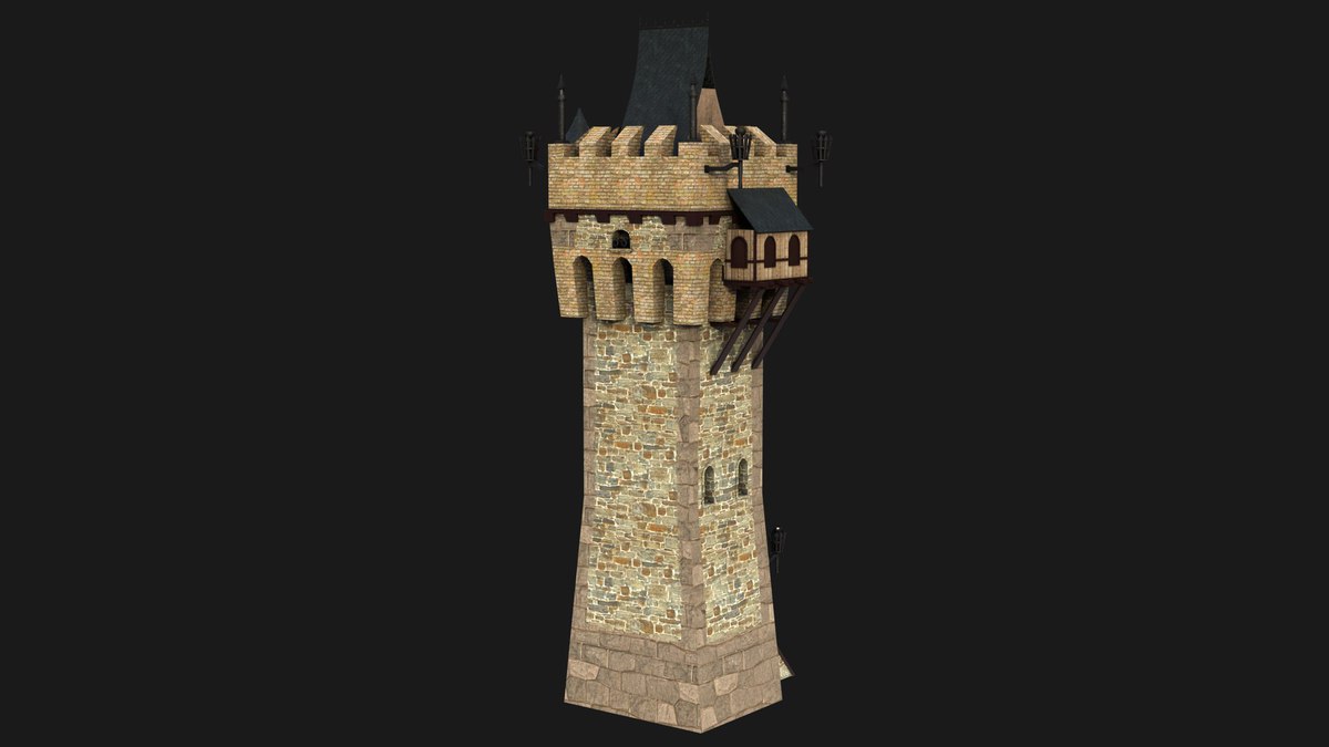 Castle Watch Tower 01 URP HDRP Textures