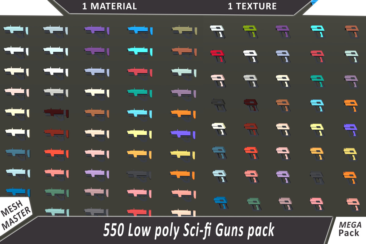 550 Low Poly Sci-Fi Guns – Ultimate Weapon Pack