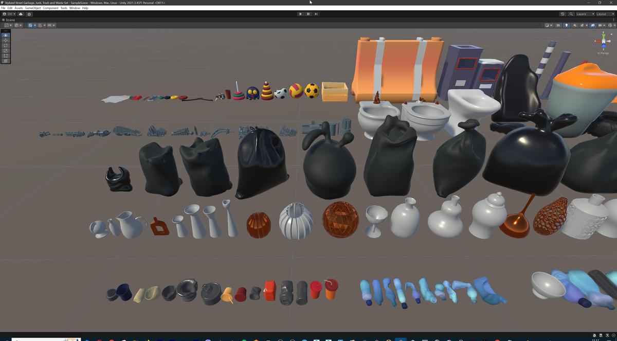 Lowpoly Stylized Street Garbage, Junk, Trash and Waste Set - 328 gameready props