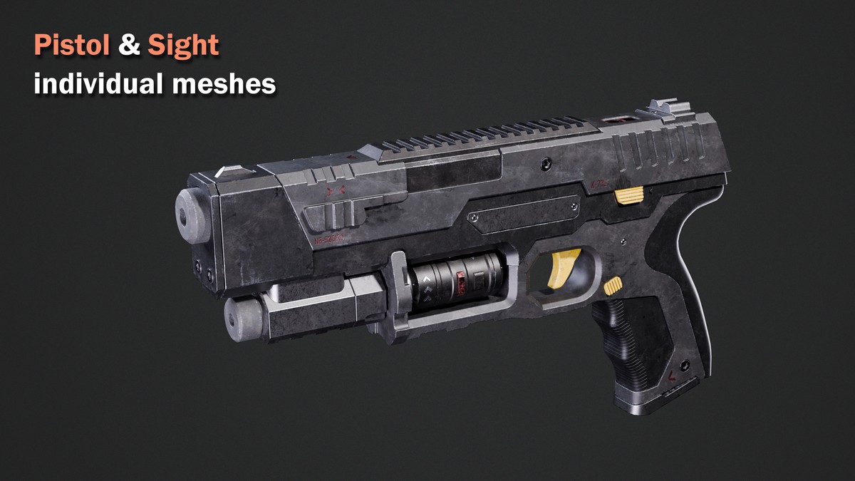 Sci-fi Weapon - Game Ready Pistol