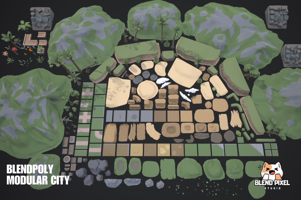 BlendPoly Modular City - Low Poly Assets