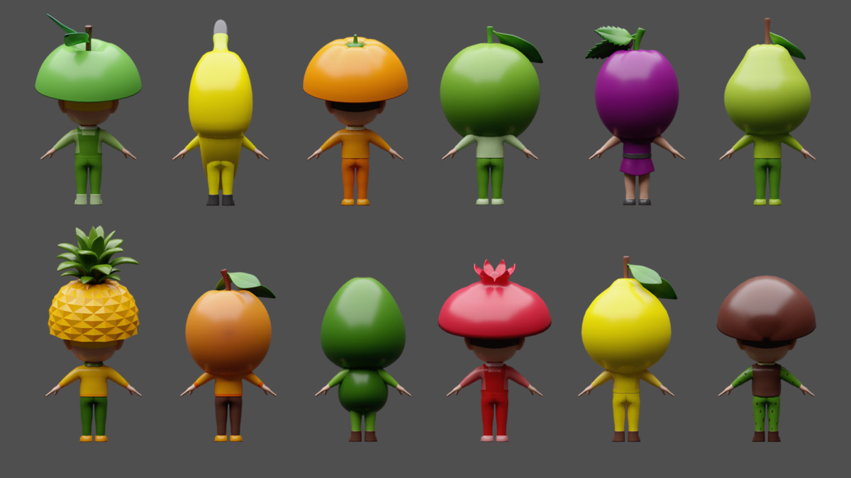 Cartoon kids 3 03 in fruit costumes