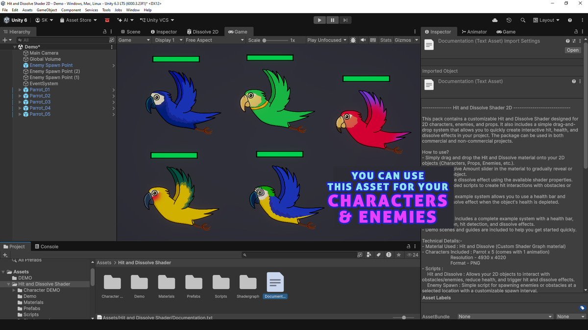 Hit and Dissolve 2D Shader & System