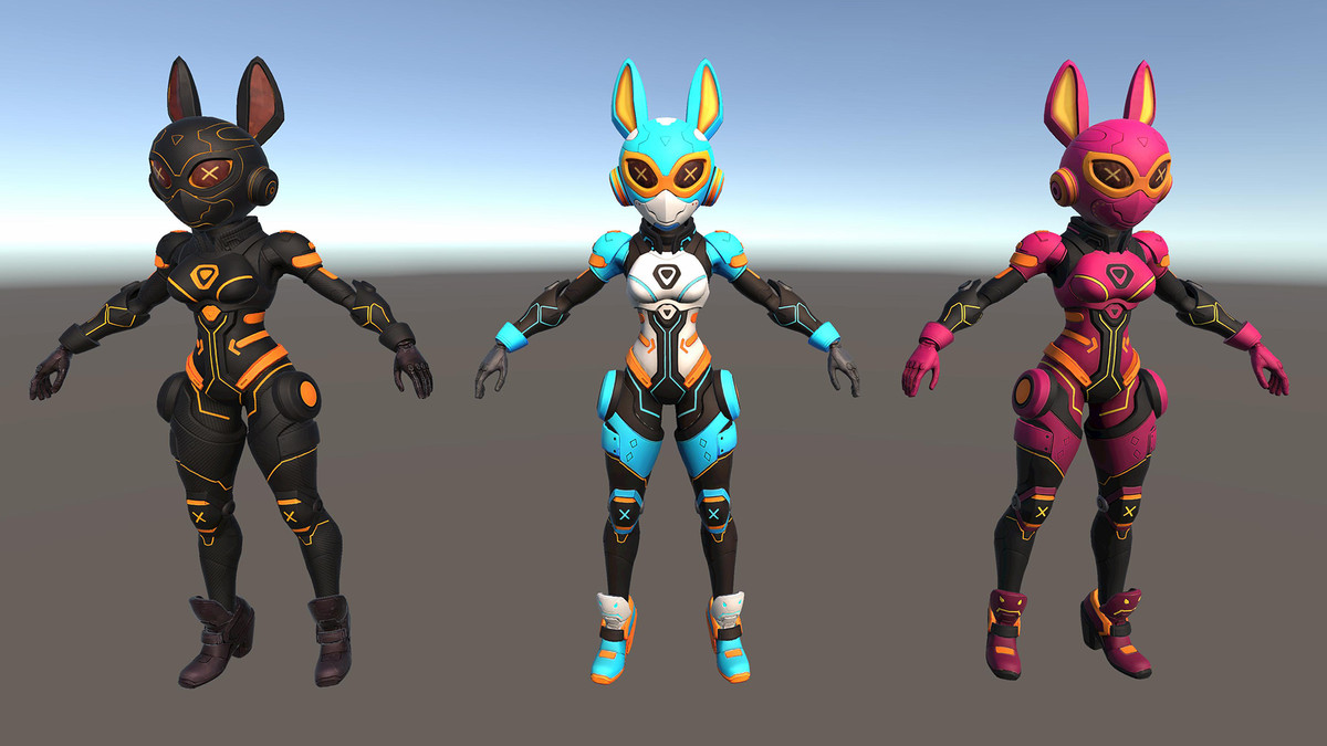 Cyber Bunny Android Sci-Fi Girl 4 – Stylized Character