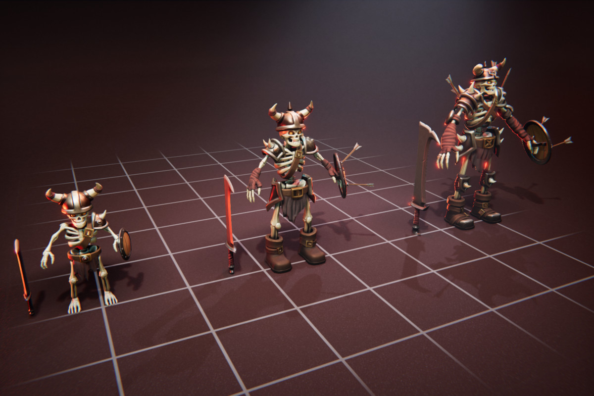 Warrior Skeleton - 3 Characters + Animations