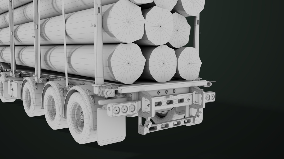 Truck 07 Log Trailer Green Version URP HDRP Textures