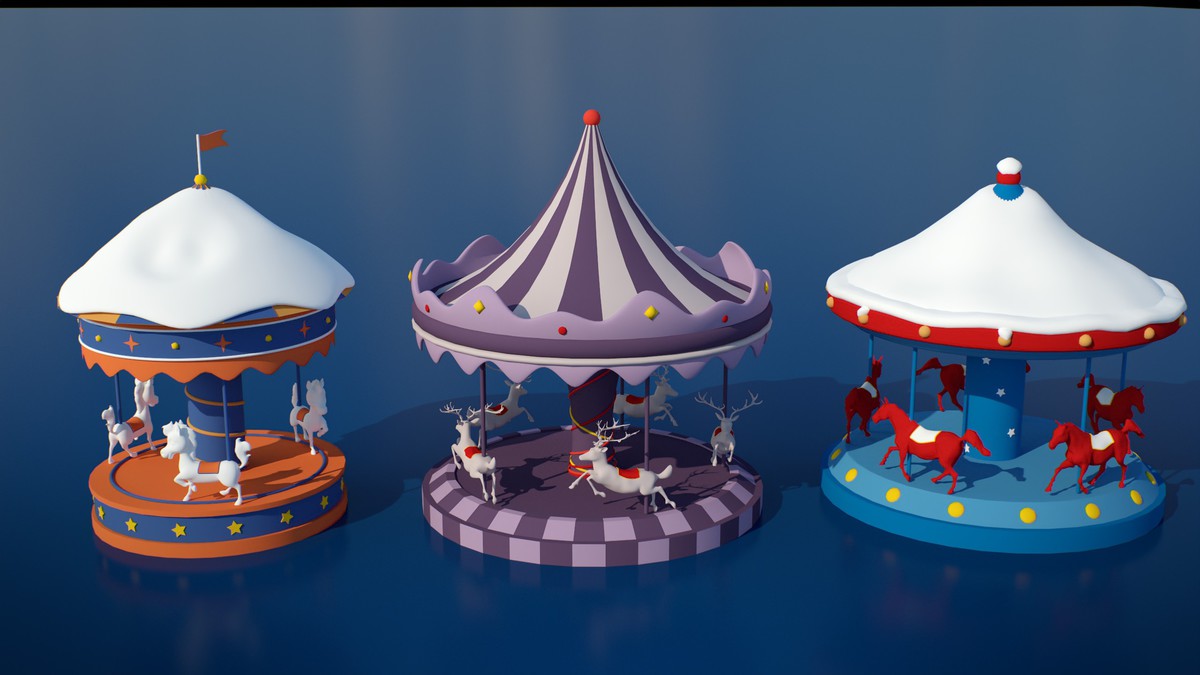 Stylized Lowpoly Winter City Asset Pack