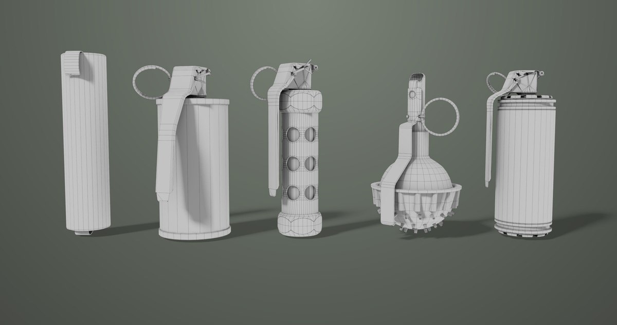 Smoke and Flash Grenades Single Mat URP HDRP Textures