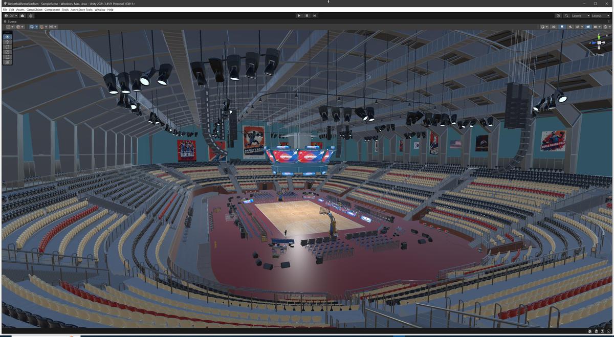Basketball Arena Stadium Interior - Modular Environment 3D Level