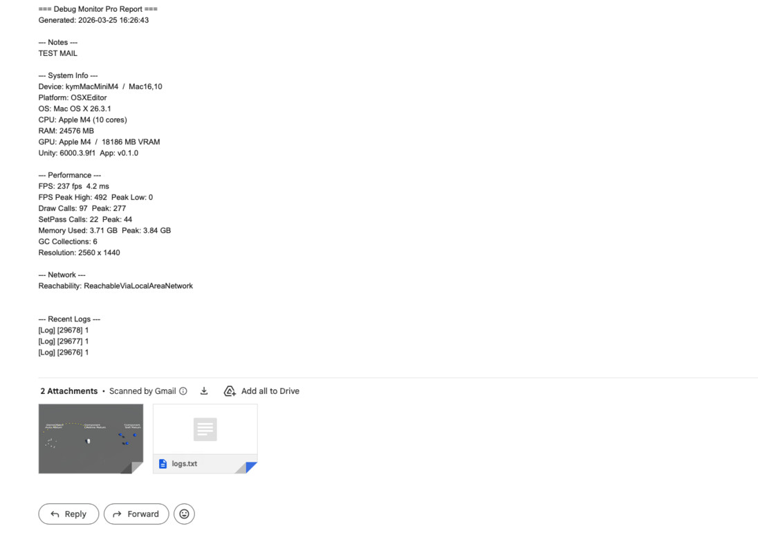 Debug Monitor Pro - Console, Hierarchy, Email