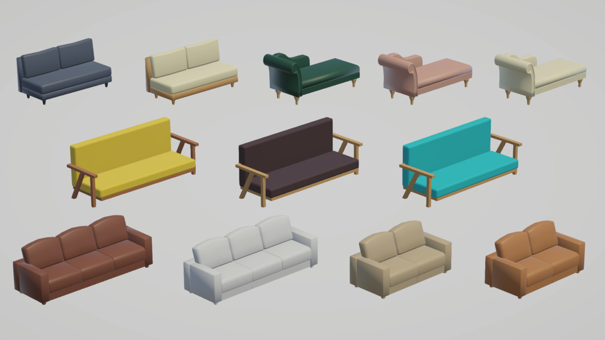 Low Poly Livingrooms - Modular Assets