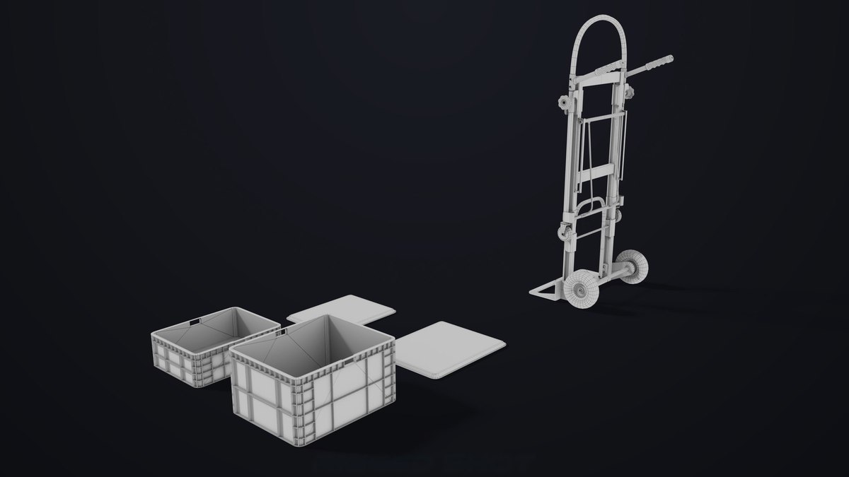 Convertible Hand Truck Steel URP HDRP Textures