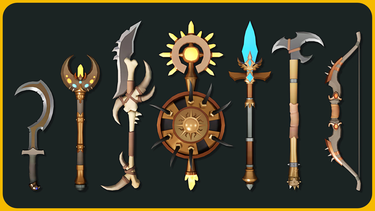 Stylized Desert Fantasy Weapons - Low Poly Asset Pack