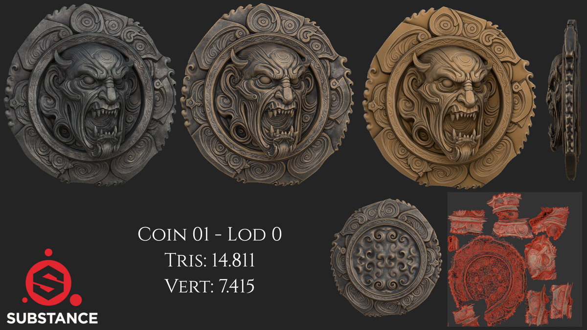 5 Dark Fantasy Coins / Medal in Gold, Silver and Bronze
