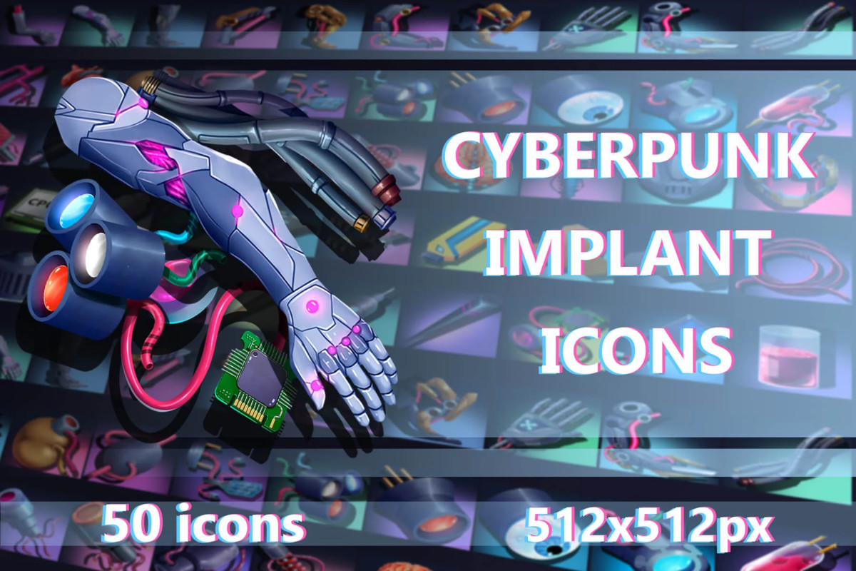 2700 Cyberpunk RPG Icons Pack