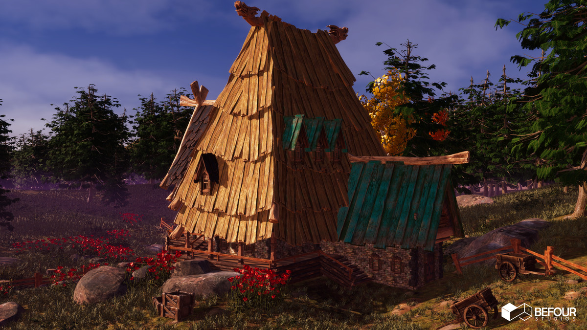 Fantasy Slavic Hut Environment (Stylized, House, Medieval )