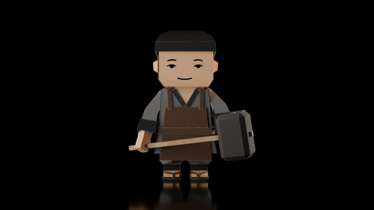 Samurai Realm : Chibi papercraft Japan feudal Asset pack