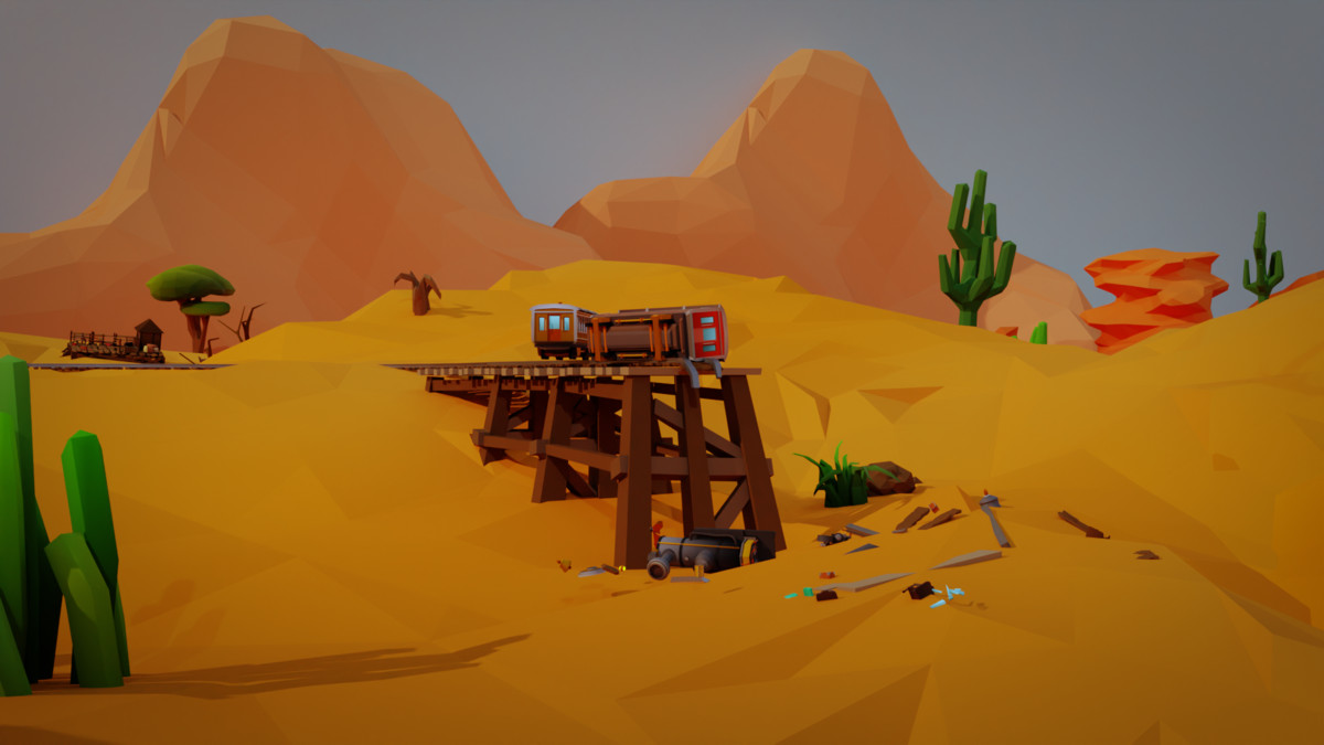 Low Poly Wild West Train Pack